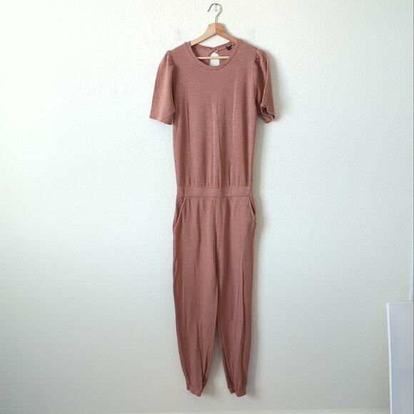 Monrow Supersoft Puff Sleeve Jumpsuit Dry Rose Medium Romper Coverall REVOLVE - Picture 3 of 12